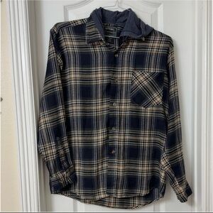 National Outfitters Cotton Flannel Hooded Shirt Jacket Blue Plaid Size M